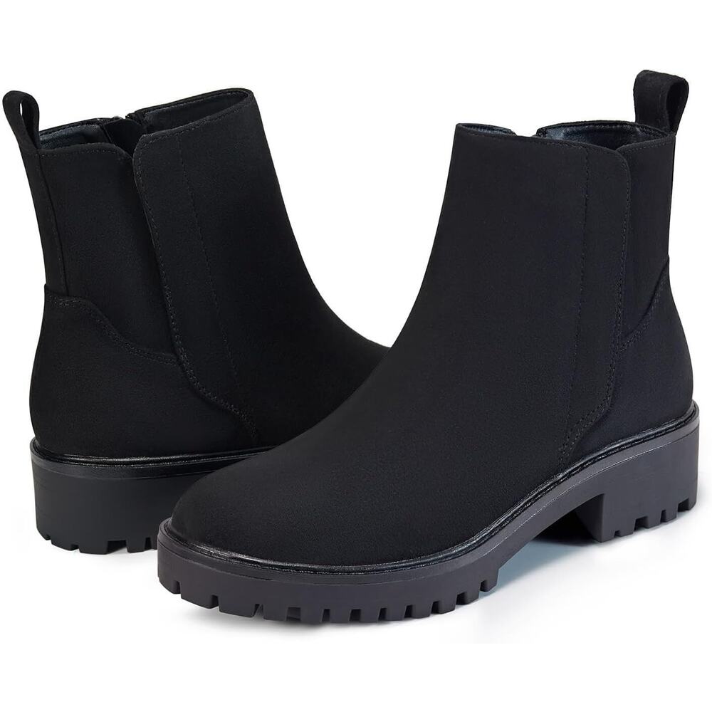 Coutgo Women's Low Heel Chelsea Ankle Boots Size 7.5